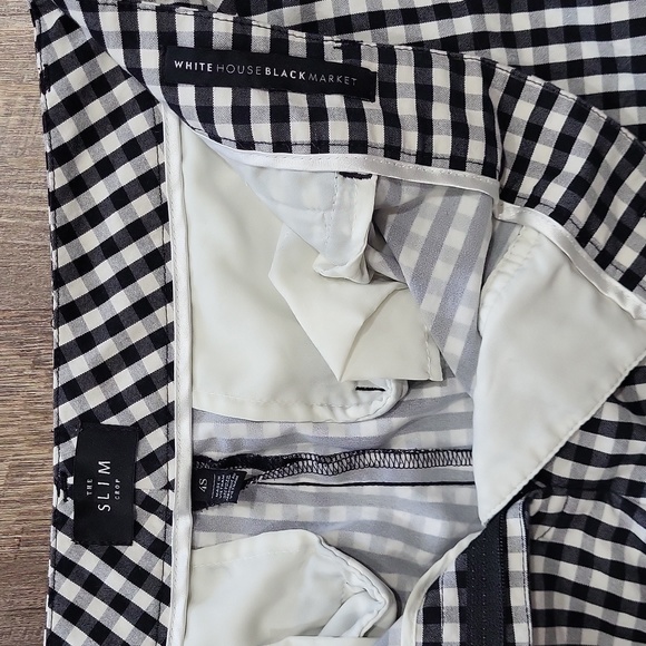 4/$25 White House Black Market Gingham Slim Cropped Work Pants Size 4 - Picture 3 of 3